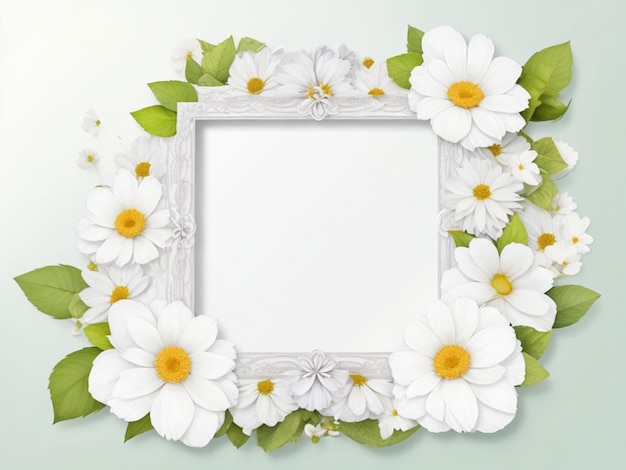 Blank white flower frame For Text with Flower Surrounding