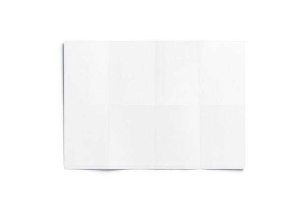 Blank white folded map, isolated, top view, 3d rendering.