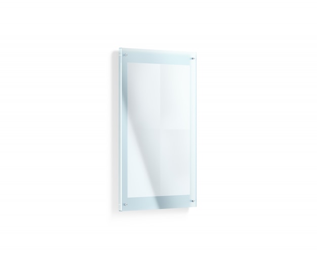 Photo blank white folded poster mockup under the acrylic holder