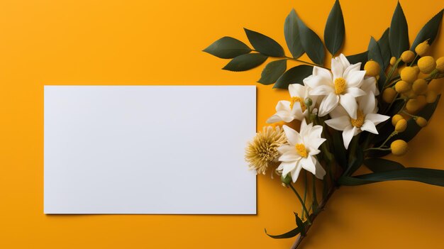 Blank white frame mockup on isolated yellow background Blank white frame with copy space for text