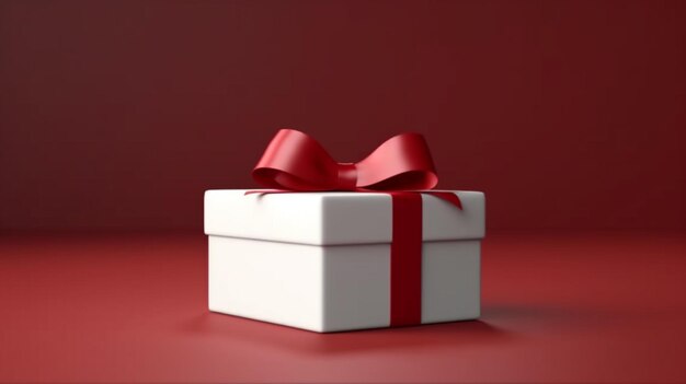 Blank white gift box open or opened present box tied Ai Generative