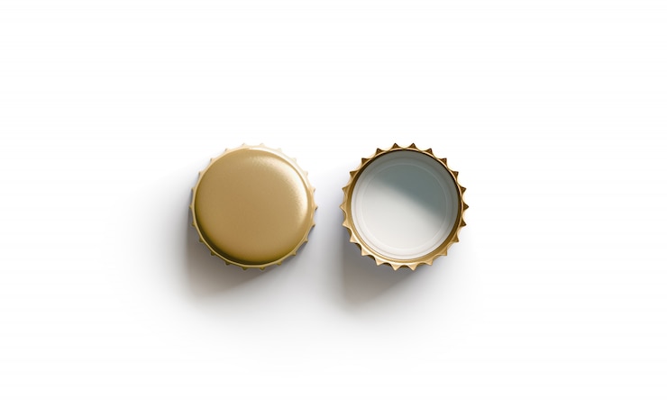 Photo blank white golden beer lid