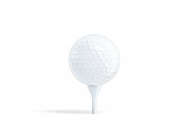 Blank white golf ball on tee , stand isolated