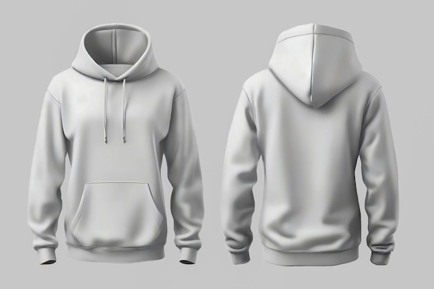 Blank White hoodie in front and back view mockup white background generative ai