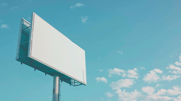 Blank white horizontal billboard on city background during daytime front view mockup advertising