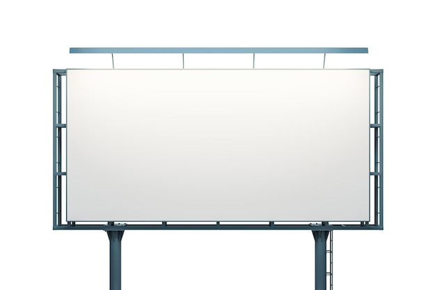 Photo blank white horizontal billboard isolated on light background front view mockup 3d rendering