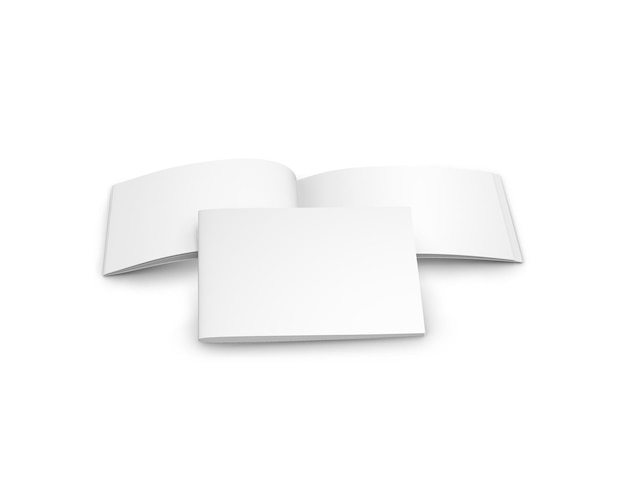 Blank White landscape brochure open isolated on a white background template