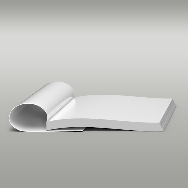 Blank white magazine isolated on grey background