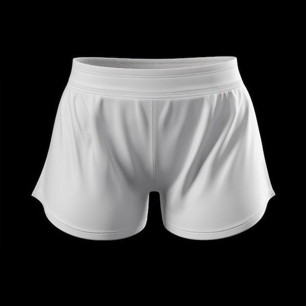 Blank white men's sports shorts isolated on black background