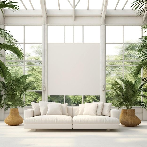 blank white minimal living room