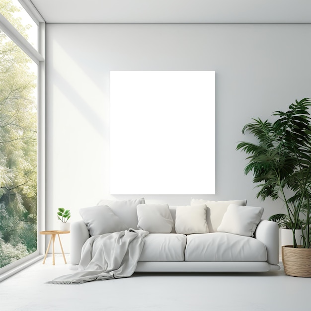 blank white minimal living room