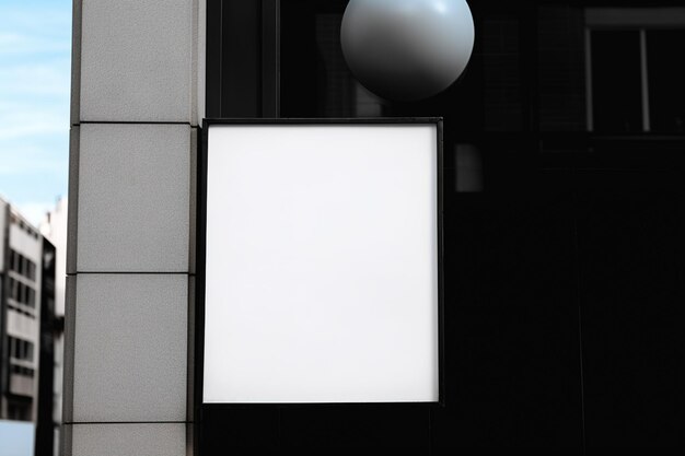 Blank white minimal square shop signboard mockup for advertising panel