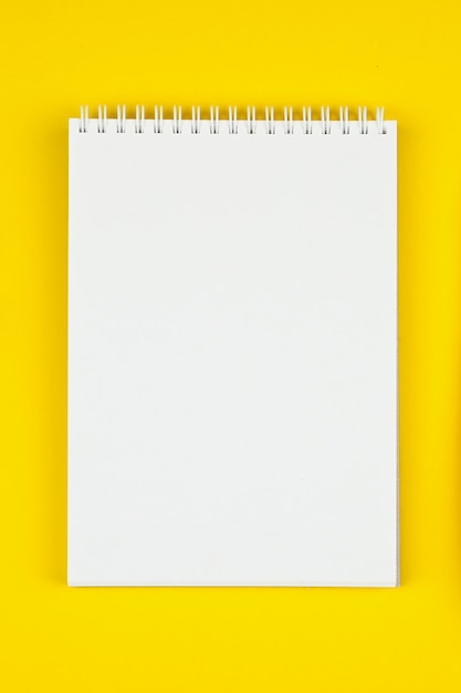 Blank white notebook top view