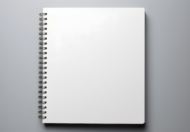 Blank white notebook with spiral binding on grey background Generative AI