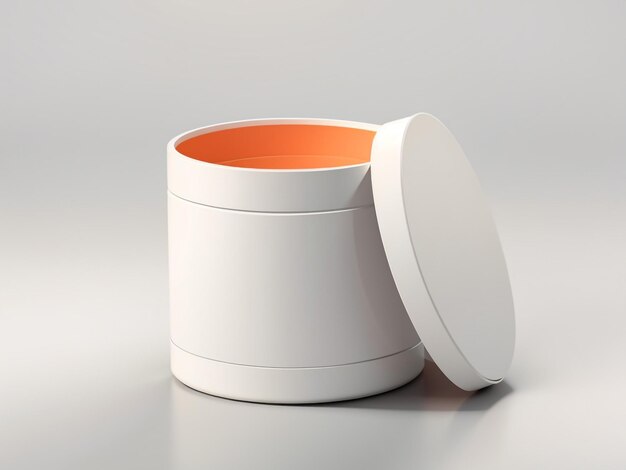 Foto scatola cilindrica aperta bianca vuota con coperchio isolato 7