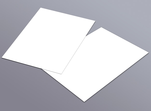 Photo blank white paper a-4 flyer on grey background