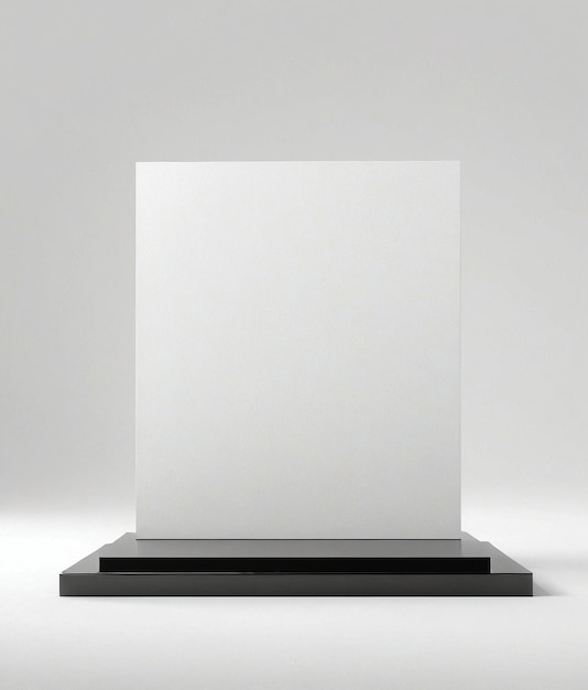 Photo a blank white paper on a black stand