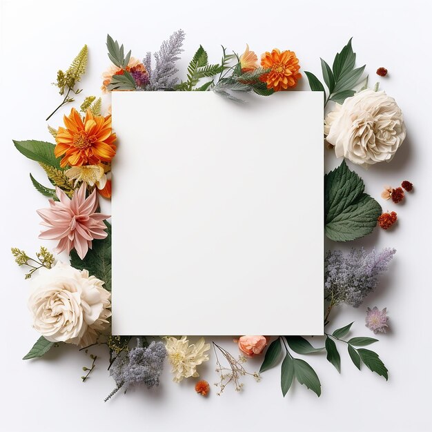 Photo a blank white paper covered border in a flower