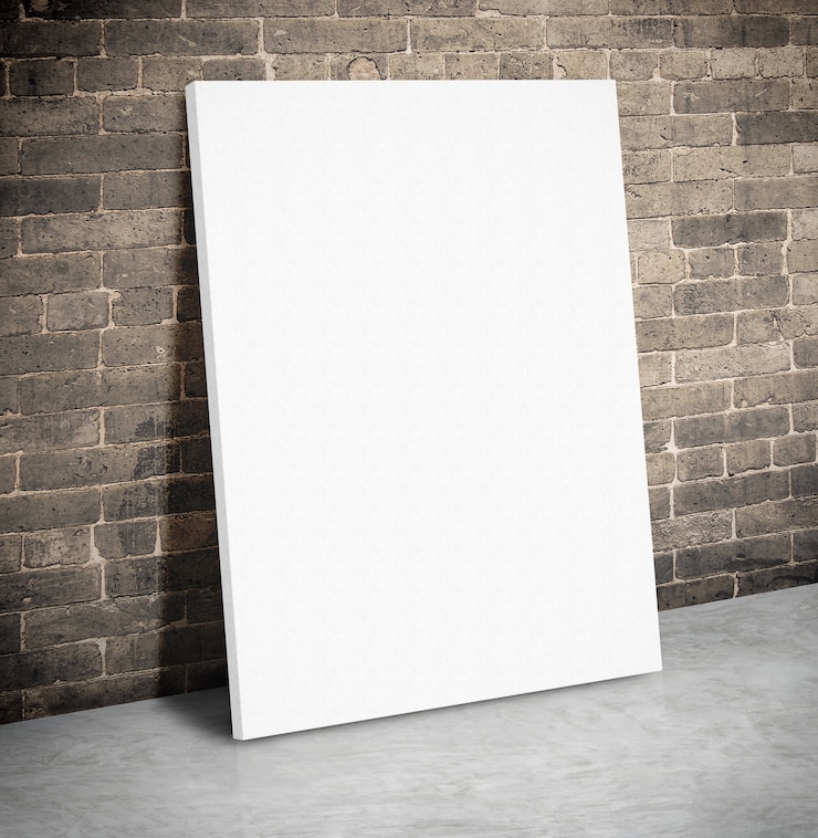 Photo blank white paper poster on the grunge brick wall