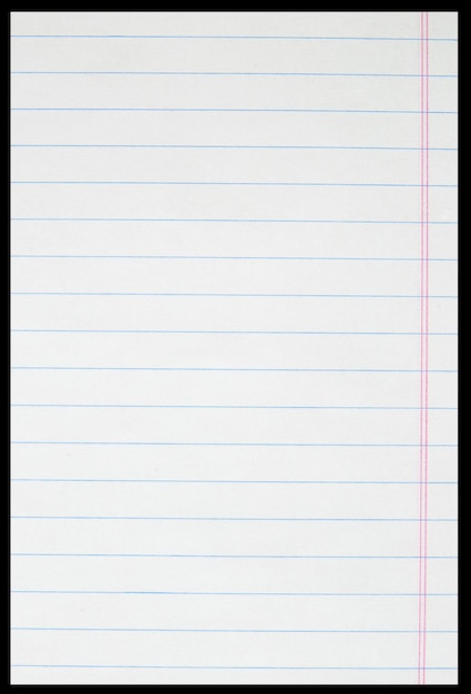 Blank white paper sheet with blue lines