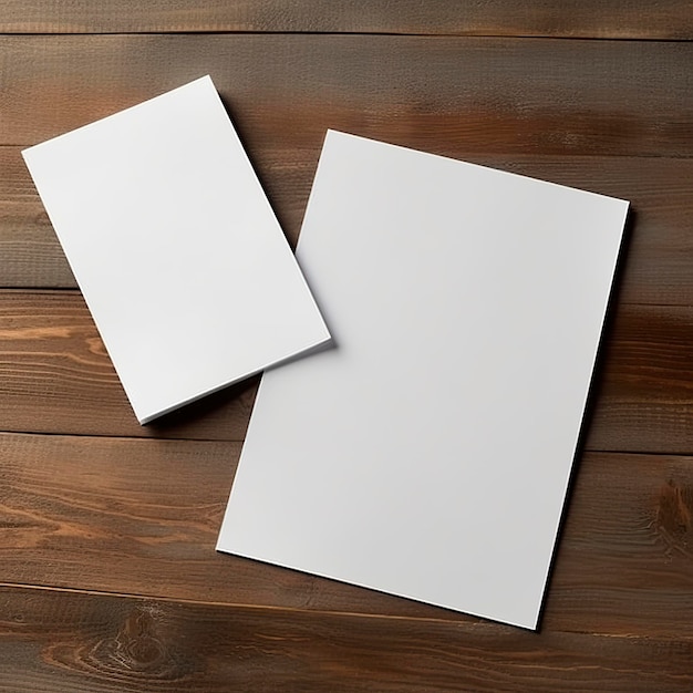 Blank White Paper Sheet on wooden table background Generative AI