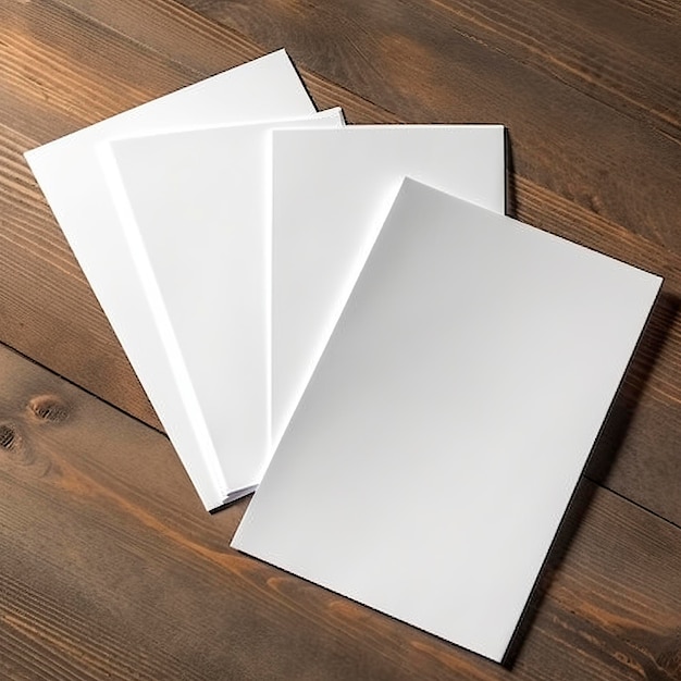 Чистый лист белой бумаги на фоне деревянного стола Генеративный AI