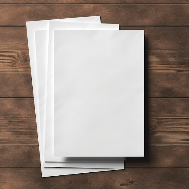 Blank White Paper Sheet on wooden table background Generative AI