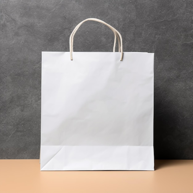 Blank white paper shopping bag mockup