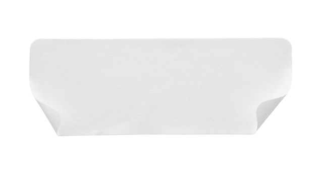 Blank white paper sticker label isolated on white background