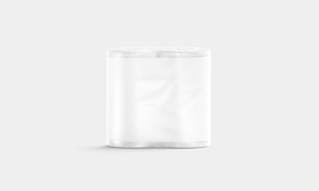 Blank white paper towel pack with label , front view