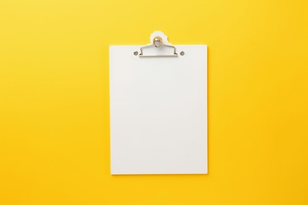 Blank White Paper on Yellow Background Ai generative