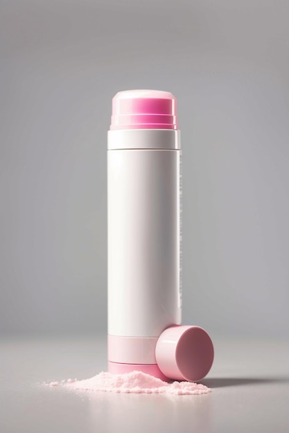 Пустой бело-розовый дезодорант с крышкой