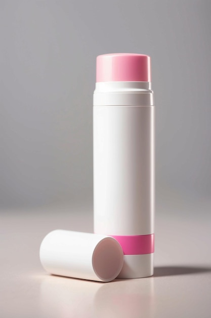 Blank white and pink deodorant stick with lid