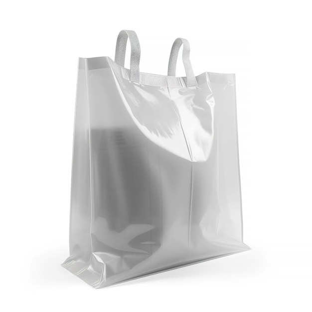 blank white plastic and silver metallic foil bag