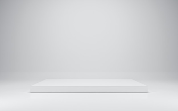 空白の白い表彰台、3Dレンダリング