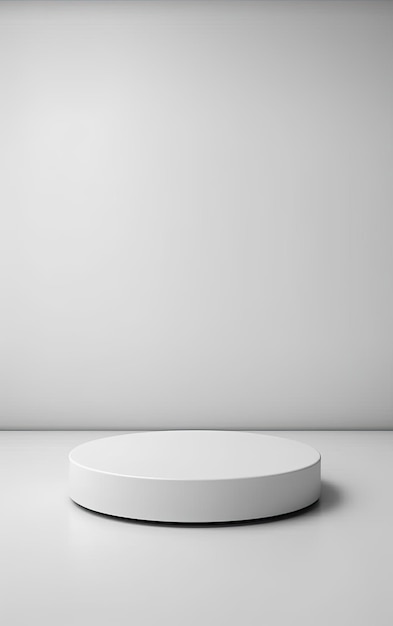 Blank white podium platform with white background for product display