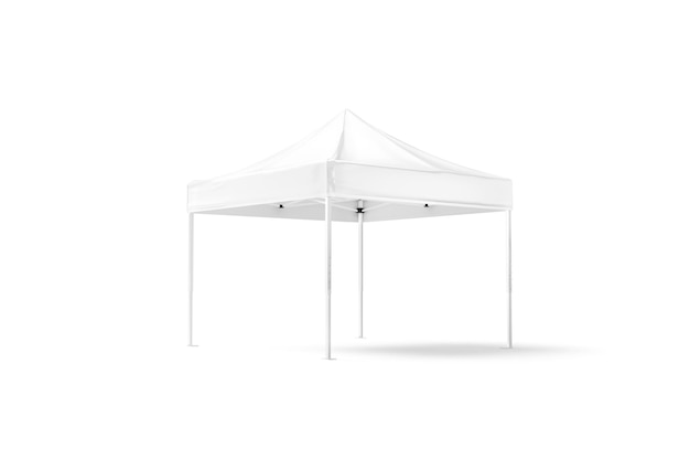 Blank white popup canopy tent Empty velarium for camp or exposition Clear outdoor rain protection