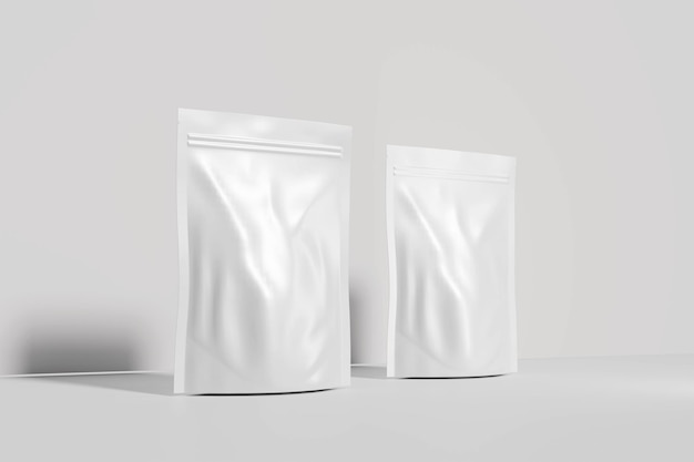 blank white pouches mockup