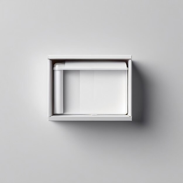 Blank white product package box mockup open blank medicine drug box with blister top view