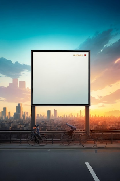 해가 지는 방 시내 풍경 배경의 색 도로 광고판 스트리트 광고 포스터 moc