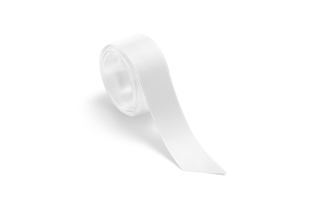 Blank white rolled silk ribbon mockup Empty decor organza present wrapping mock up Twisted band