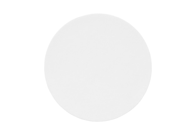 blank white round paper sticker label isolated on white background