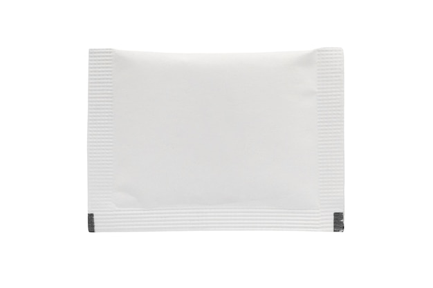 Blank white sachet package isolated on white background