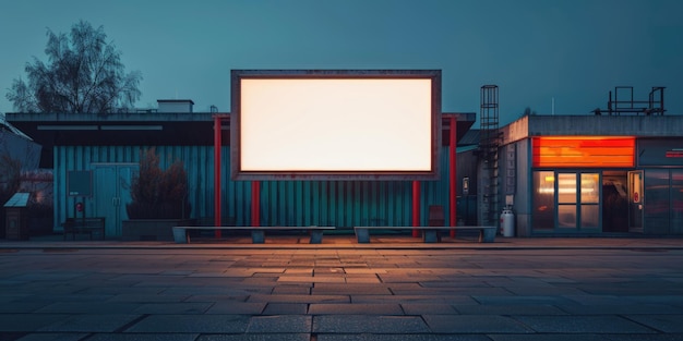 blank white screen outdoors in green grass park outdoor cinema big screen show ai generated