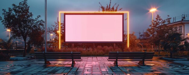 blank white screen outdoors in green grass park outdoor cinema big screen show ai generated