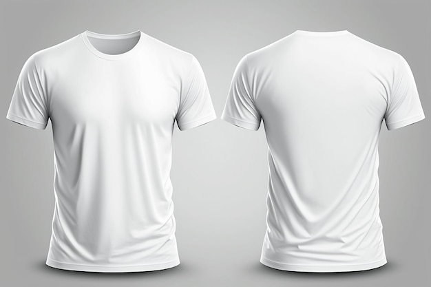 Blank white shirt mock up template front and back view isolated on black background