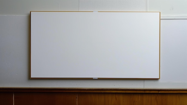 Blank white signboard on the wall in the room stock photo