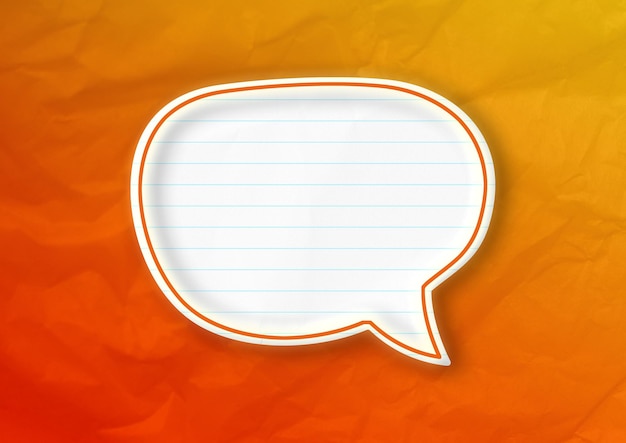 Blank white speech bubble isolated on orange background