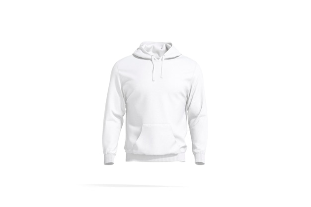 blank white sport hoodie with hood mock up front view