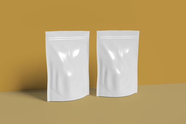 blank white standup pouches mockup